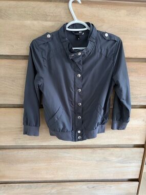Vintage H&M Grey Windbreaker Jacket with Snap Buttons